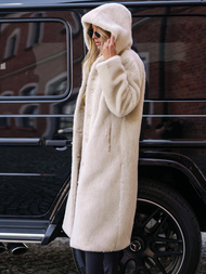 Sieviešu kažokādas ziemas jaka smilšu OZONEE JS/11Z8250