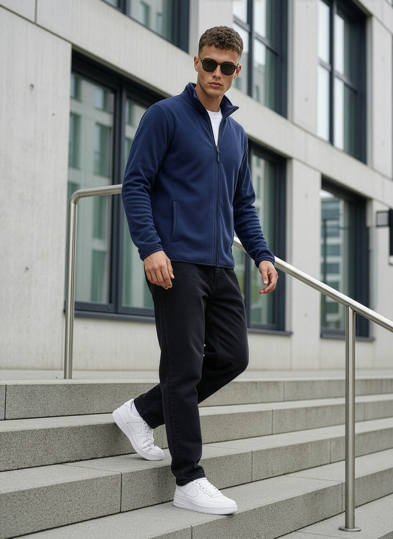 Vīriešu džemperis rāvējslēdzēju tumši zils OZONEE JS/HH016/25