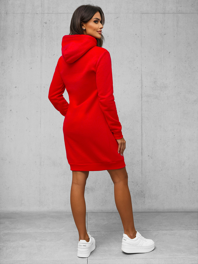 Sieviešu džemperis ar kapuci sarkans OZONEE JS/YS10005/18Z