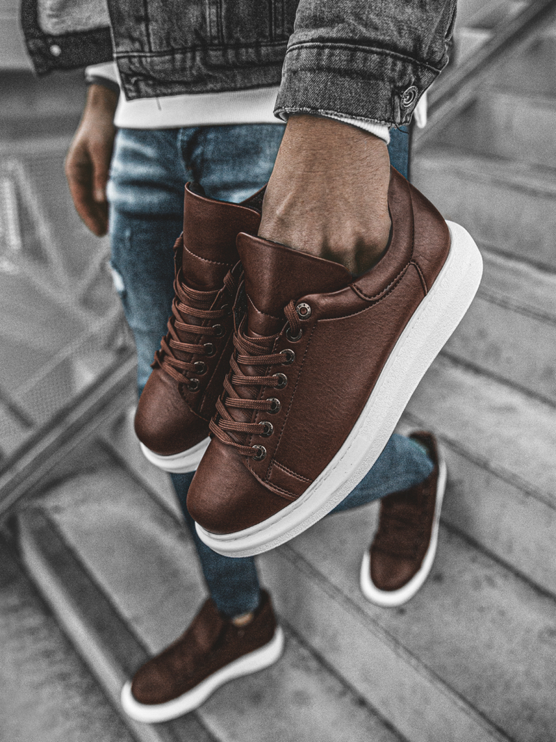 Sneakers brūni-balti OZONEE CH/257