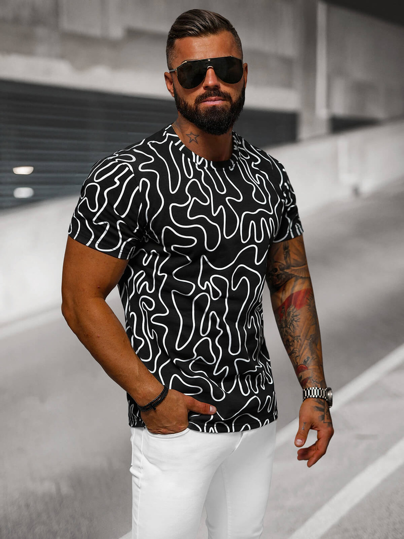 Vīriešu T-krekls Melns OZONEE JS/8T1198/3