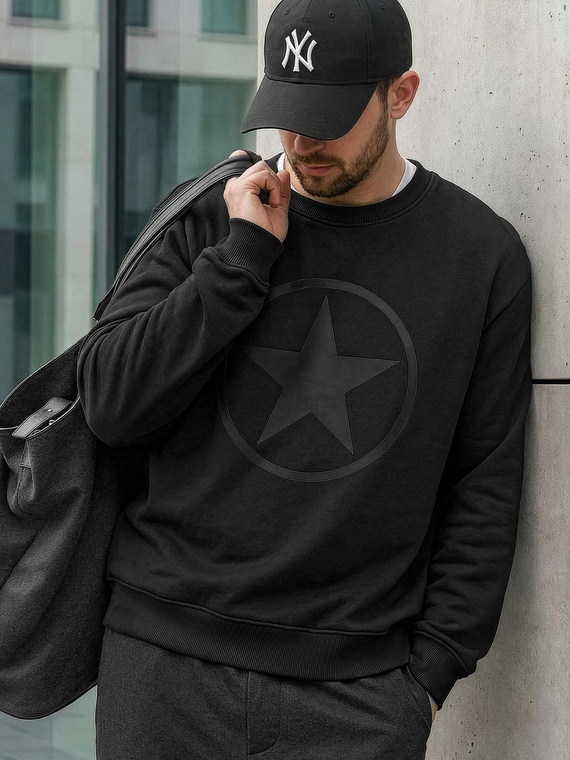 Vīriešu džemperis melns OZONEE JS/8B1991/3