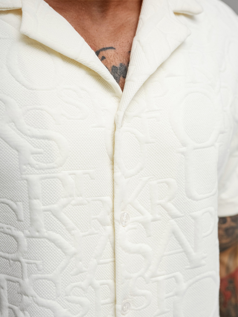 Vīriešu krekls ar īsām piedurknēm ecru OZONEE O/B2256