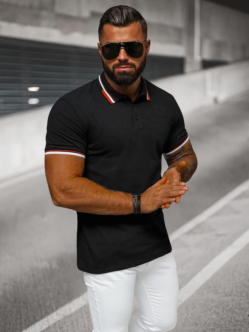 Vīriešu polo krekls melns OZONEE O/DA736