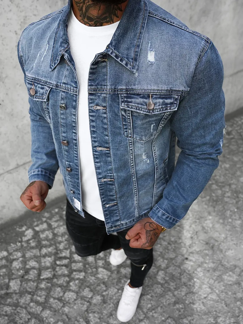 Vīriešu džinsu jaka debesu zila OZONEE NB/MJ500BZ