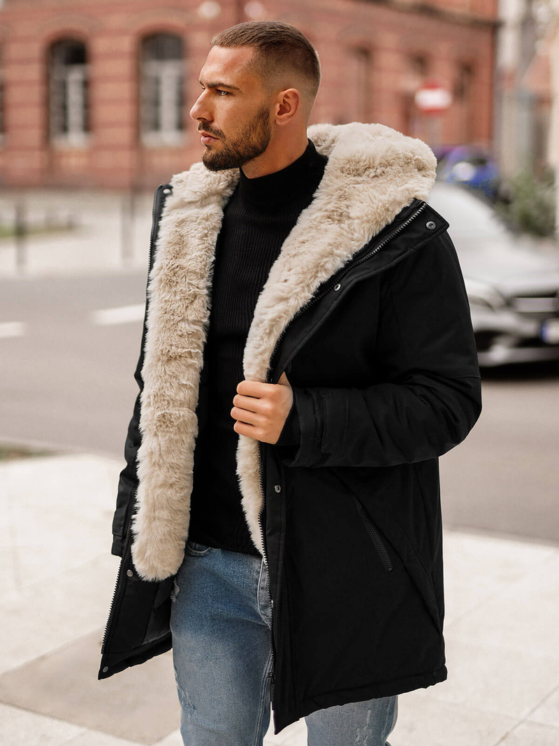 Vīriešu parka melna OZONEE JS/22M316/392Z