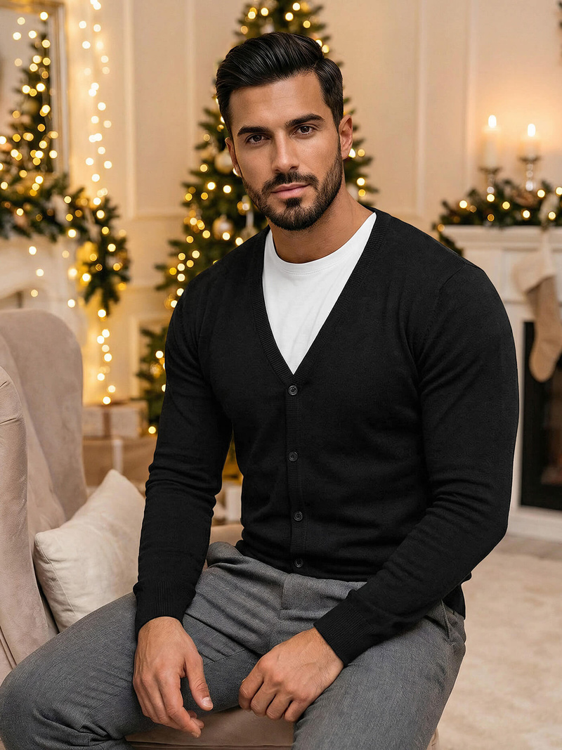 Vīriešu svīteris melns OZONEE NB/MM6006/4Z