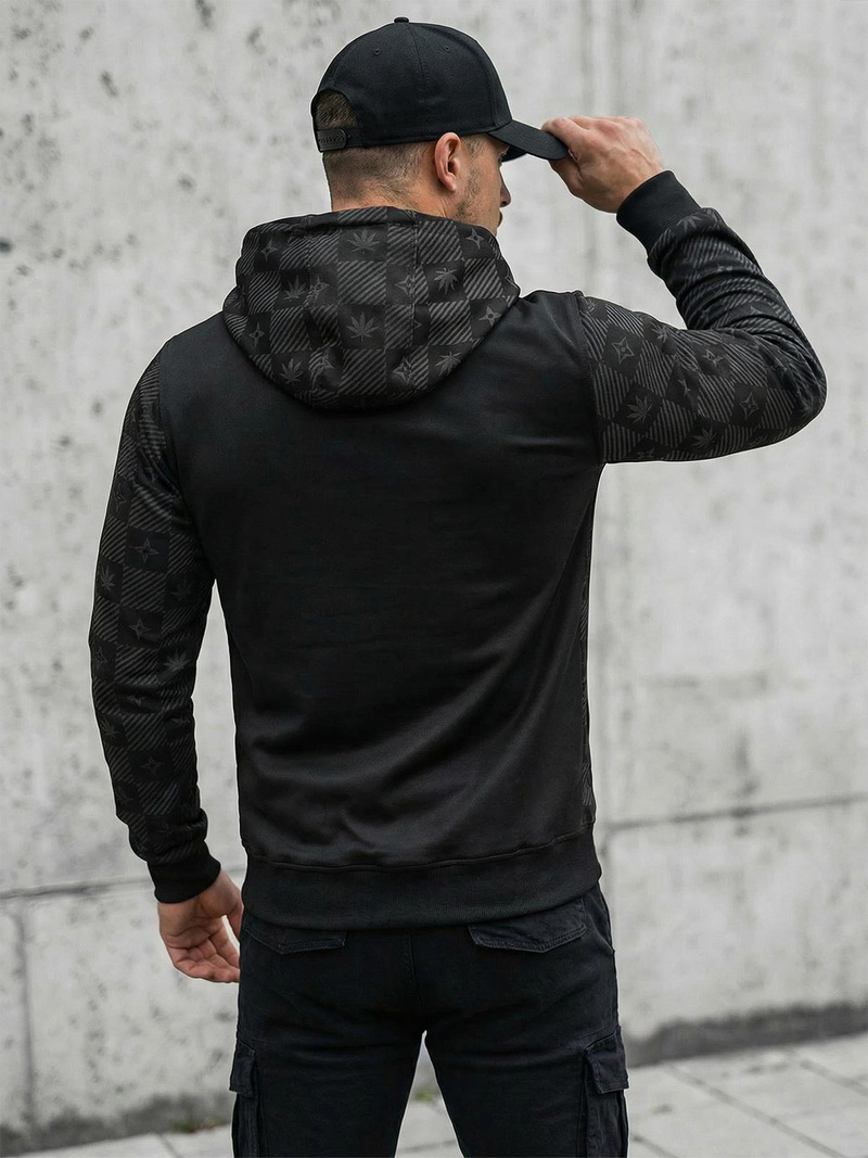 Vīriešu džemperis ar kapuci melns OZONEE O/B265Z