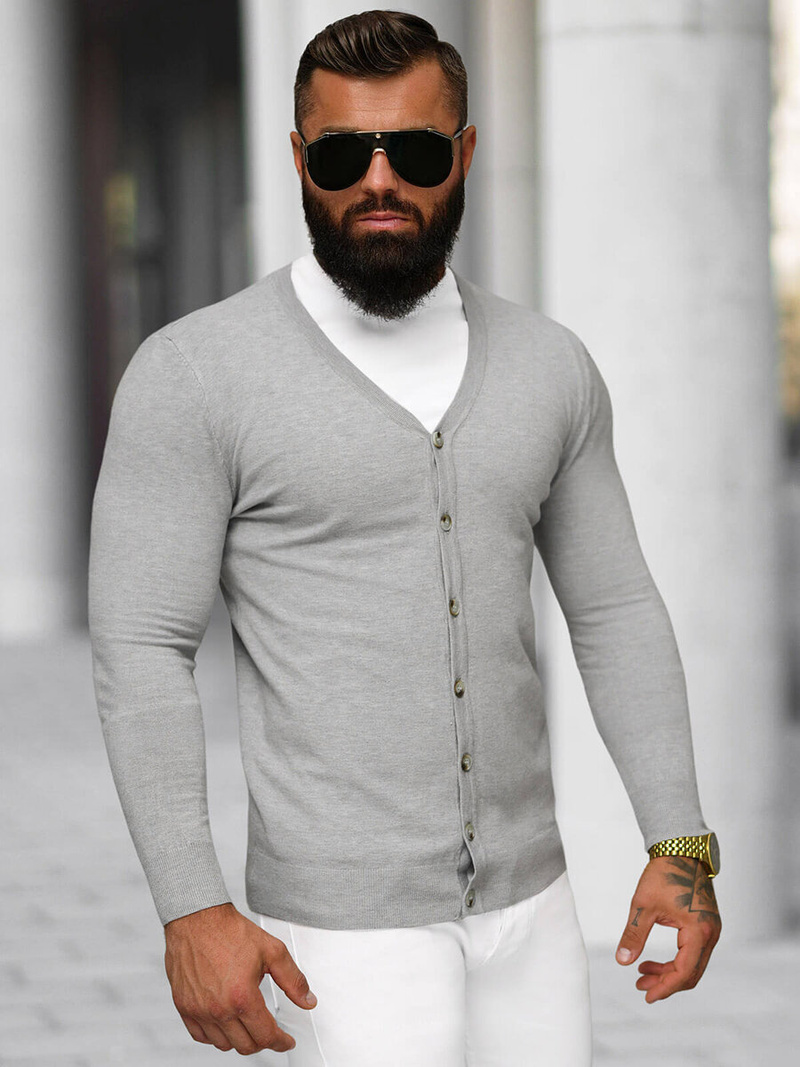 Vīriešu svīteris pelēks OZONEE NB/MM6006/2Z