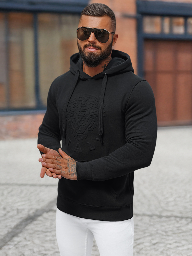 Vīriešu džemperis ar kapuci melns OZONEE NB/MF2012