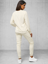Sieviešu velūra treniņtērpa komplekts ecru OZONEE O/8C1173/155Z