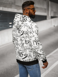 Vīriešu džemperis ar kapuci balta OZONEE JS/8B1175/1