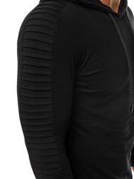 Vīriešu T-krekls ar garām piedurknēm ar kapuci melns OZONEE MECH/2148TZ 