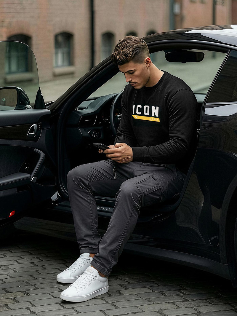 Vīriešu džemperis melns OZONEE JS/8B1753/3