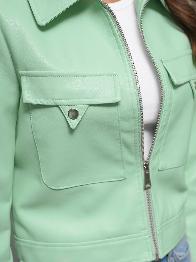 Sieviešu ādas jaka piparmētra OZONEE O/G117