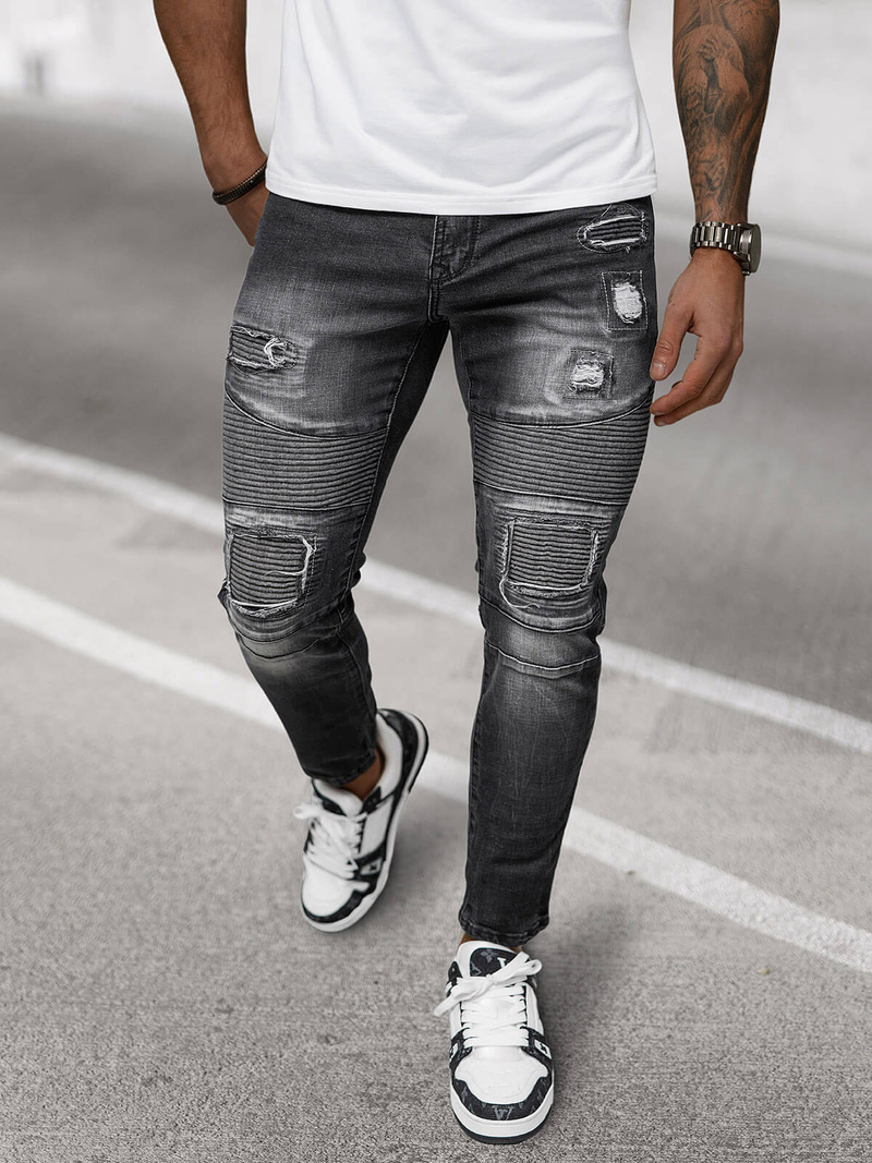 Vīriešu džinsi melni OZONEE NB/MP0142N