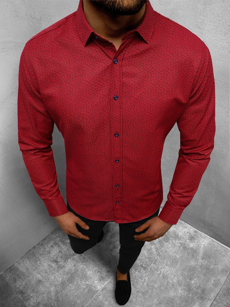 Vīriešu krekls debesu bordosarkana OZONEE O/3922