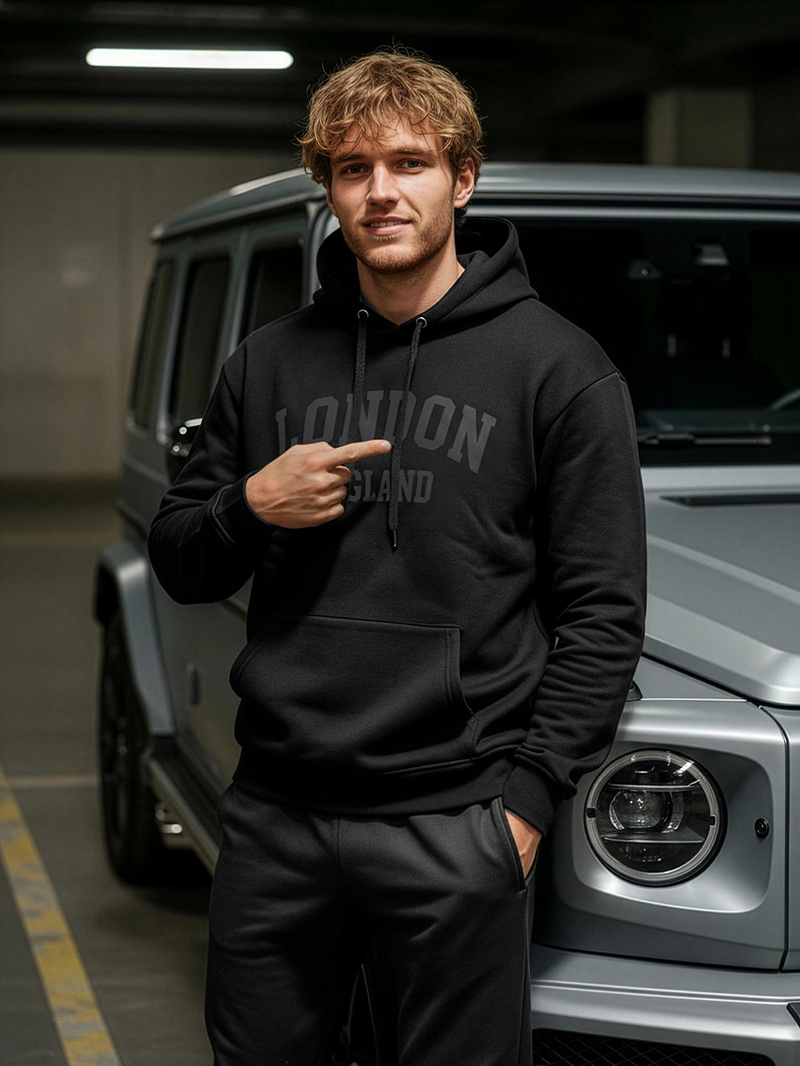 Vīriešu džemperis ar kapuci melna OZONEE JS/8B1986/3