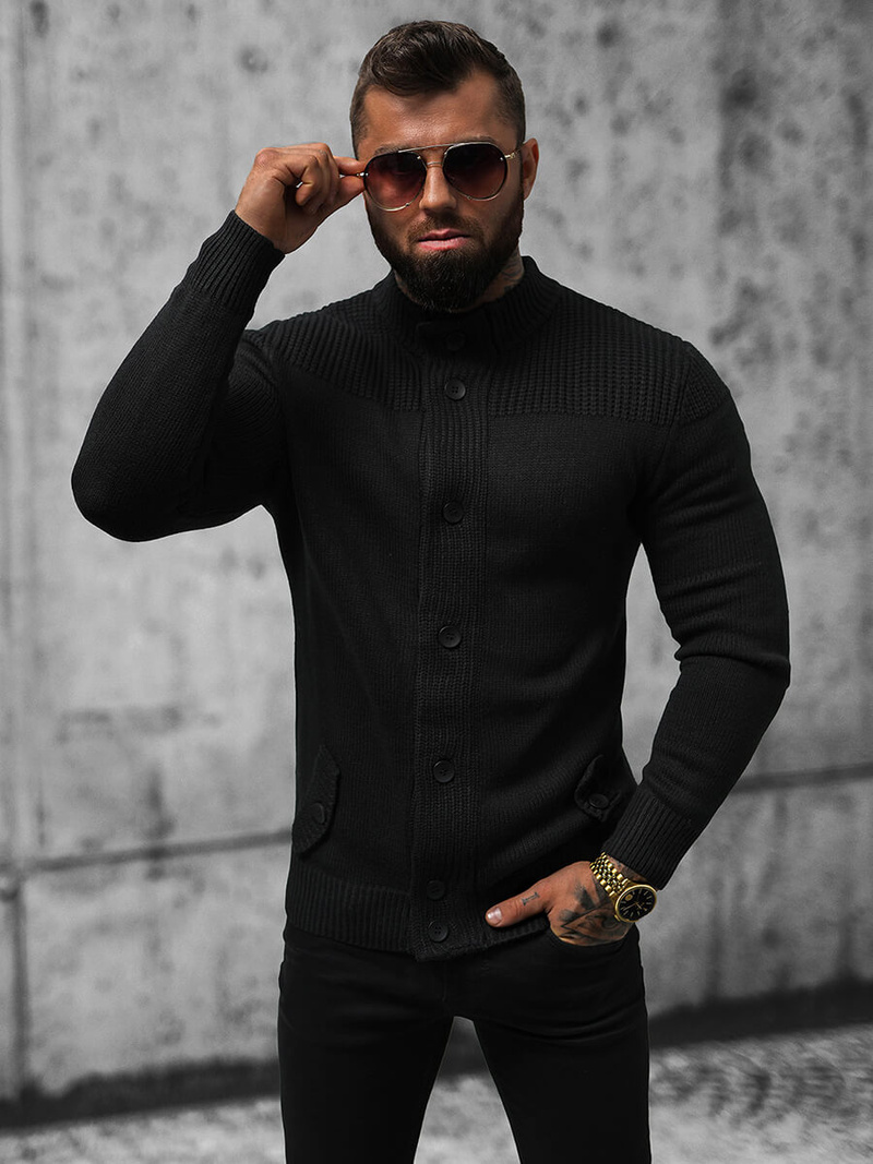 Vīriešu svīteris melns OZONEE NB/MM6011/4