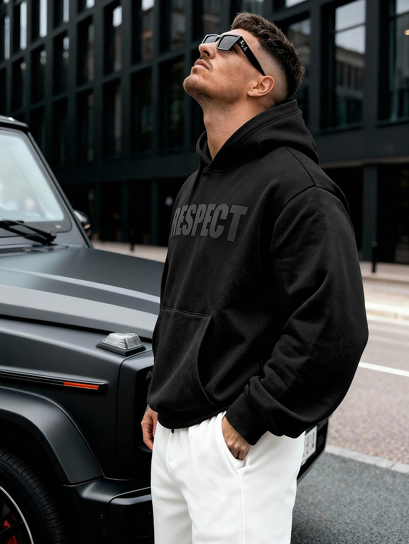 Vīriešu džemperis ar kapuci melna OZONEE JS/8B1968/3