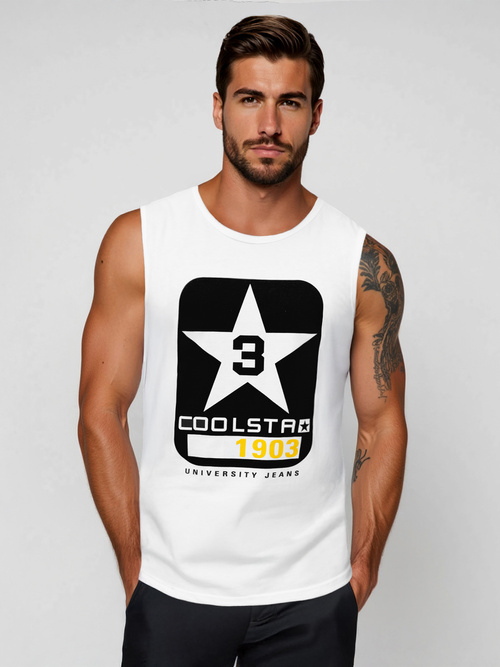 Vīriešu t-krekls bez piedurknēm balts OZONEE JS/8B1719/1