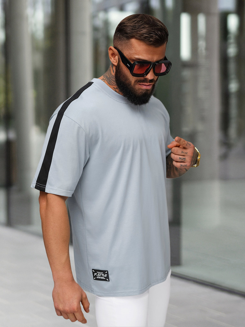 Vīriešu t-krekls gaiši-debesu zils OZONEE O/QQ1195