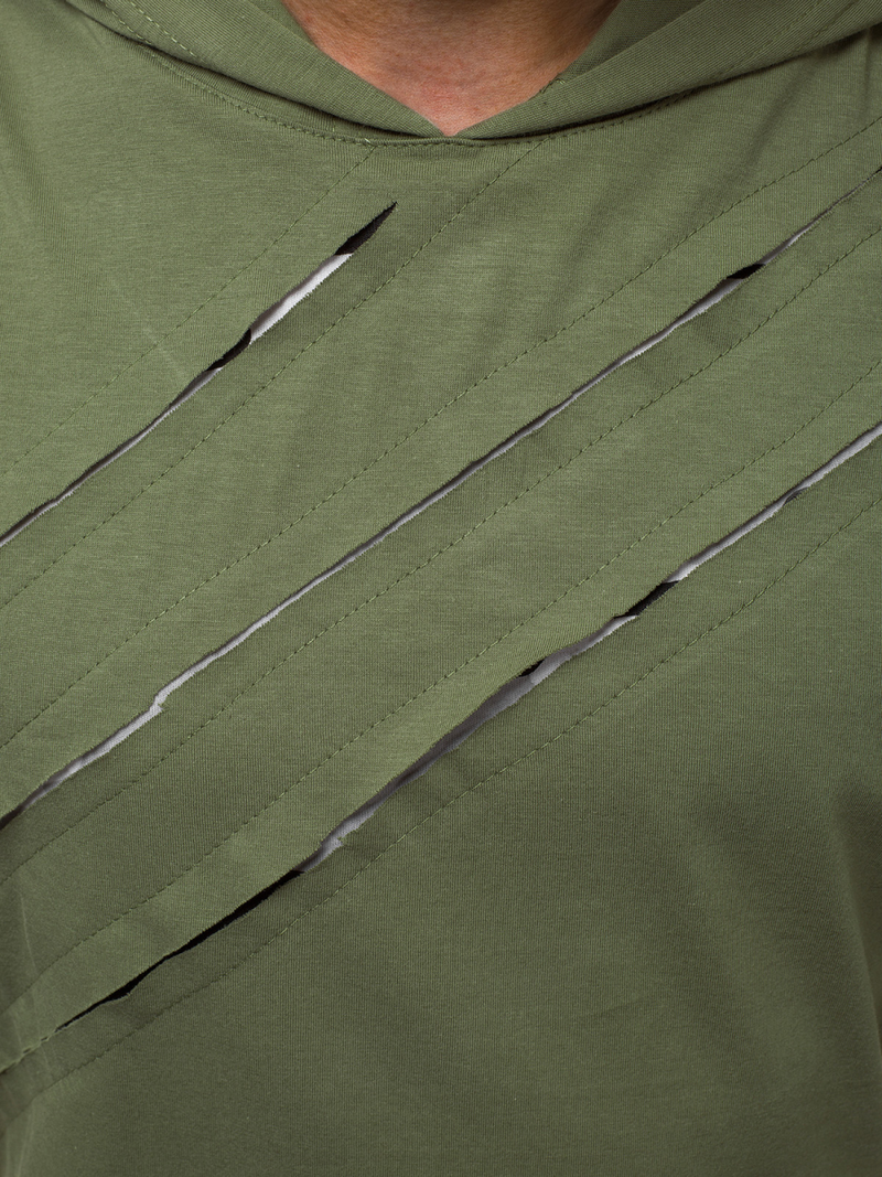 Vīriešu T-krekls ar kapuci haki OZONEE O/1254Z