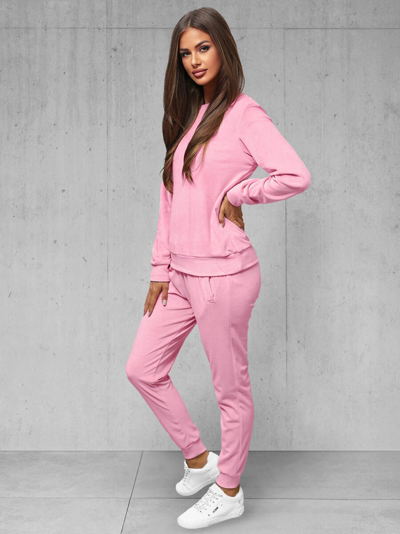 Sieviešu velūra treniņtērpa komplekts pulveris sārts OZONEE O/8C1173/38Z