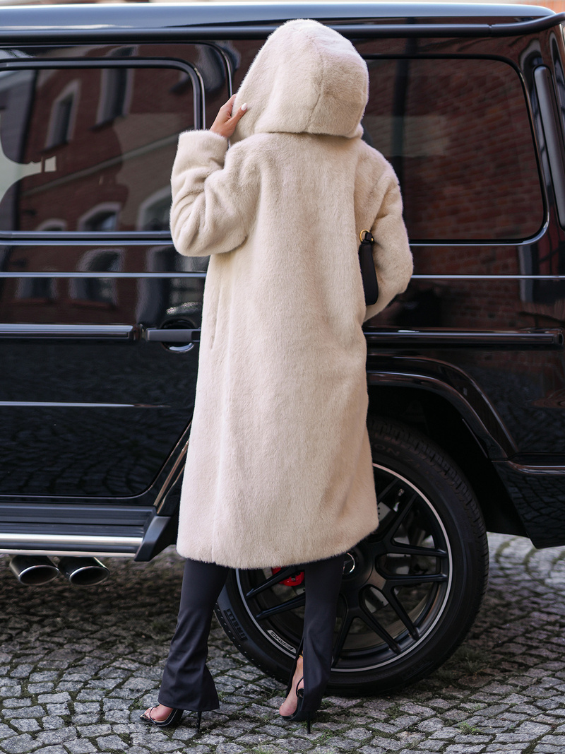 Sieviešu kažokādas ziemas jaka smilšu OZONEE JS/11Z8250