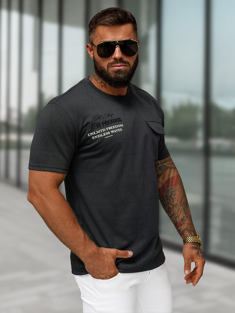 Vīriešu t-krekls melns OZONEE O/QQ1530