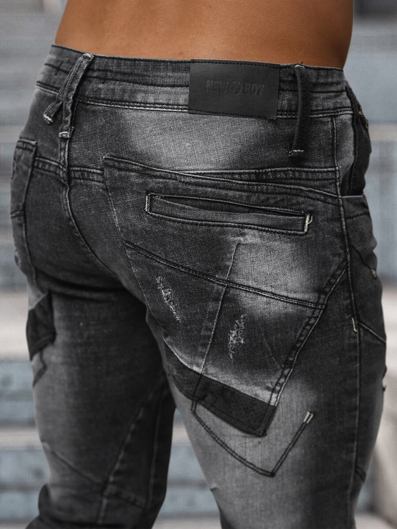 Vīriešu džinsi debesu melni OZONEE NB/MP0045N