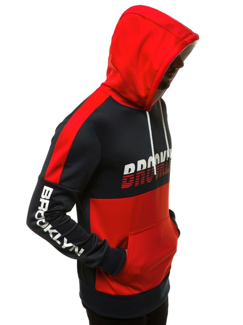 Vīriešu jaka ar kapuci tumši zili-sarkana OZONEE JS/DD20127