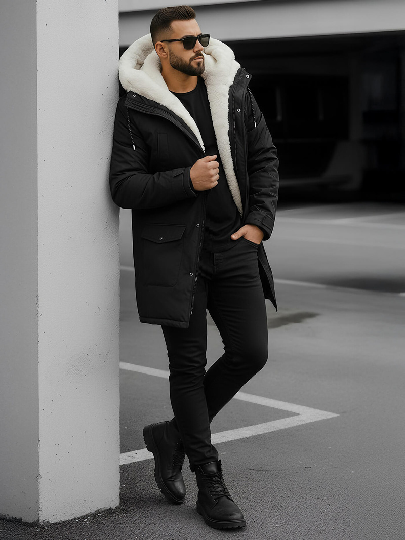 Vīriešu parka melna OZONEE JS/5M120/392Z