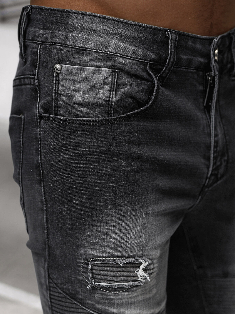 Vīriešu džinsi melni OZONEE NB/MP0142N