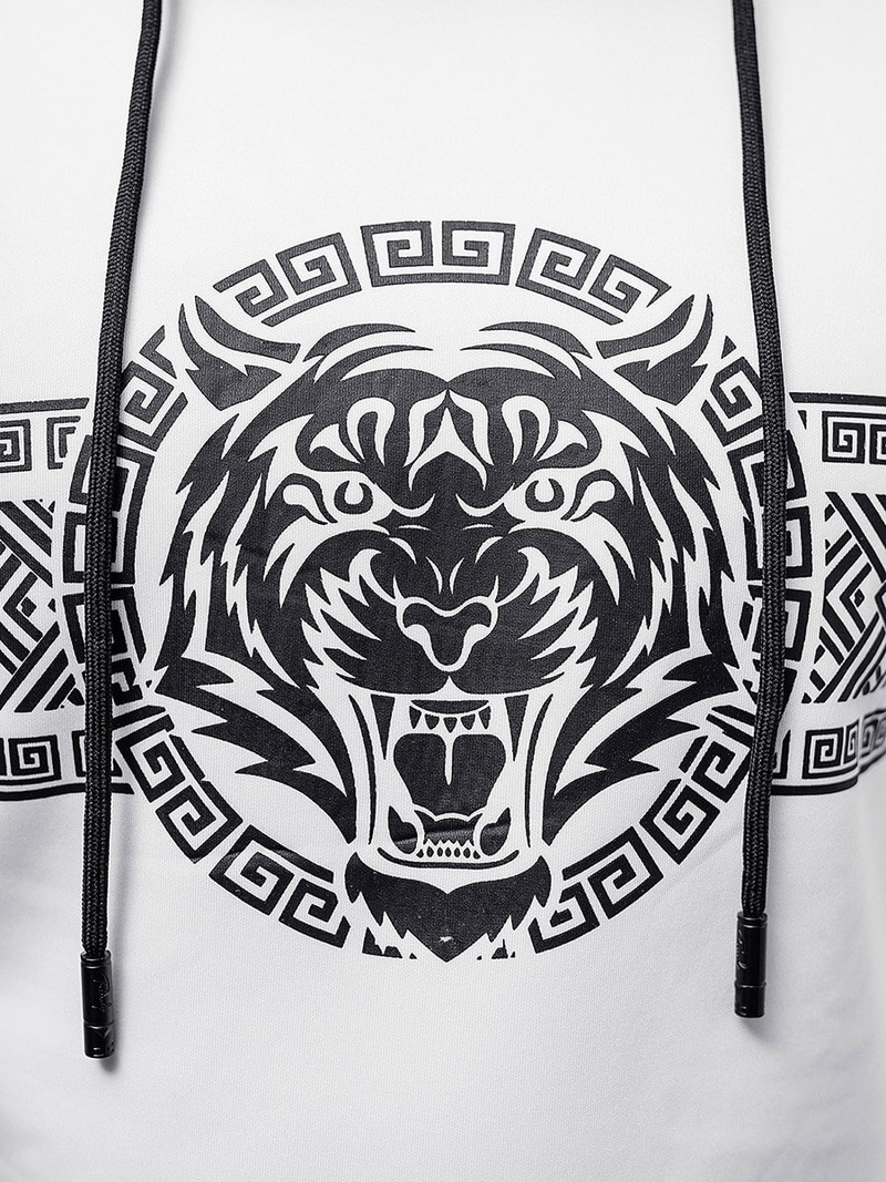 Vīriešu džemperis ar kapuci balta OZONEE JS/8B996/1