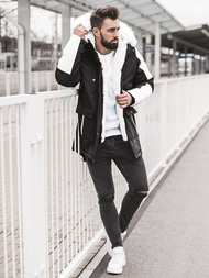 Vīriešu parka melni-balta OZONEE O/5832Z