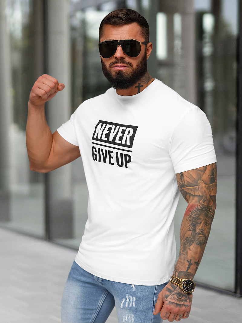 Vīriešu t-krekls balts OZONEE NB/MT3133