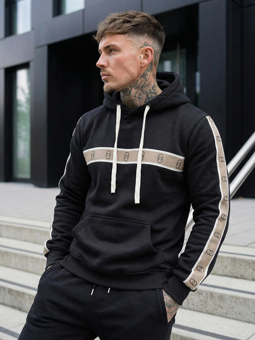 Vīriešu džemperis ar kapuci melna OZONEE JS/8B1729/3