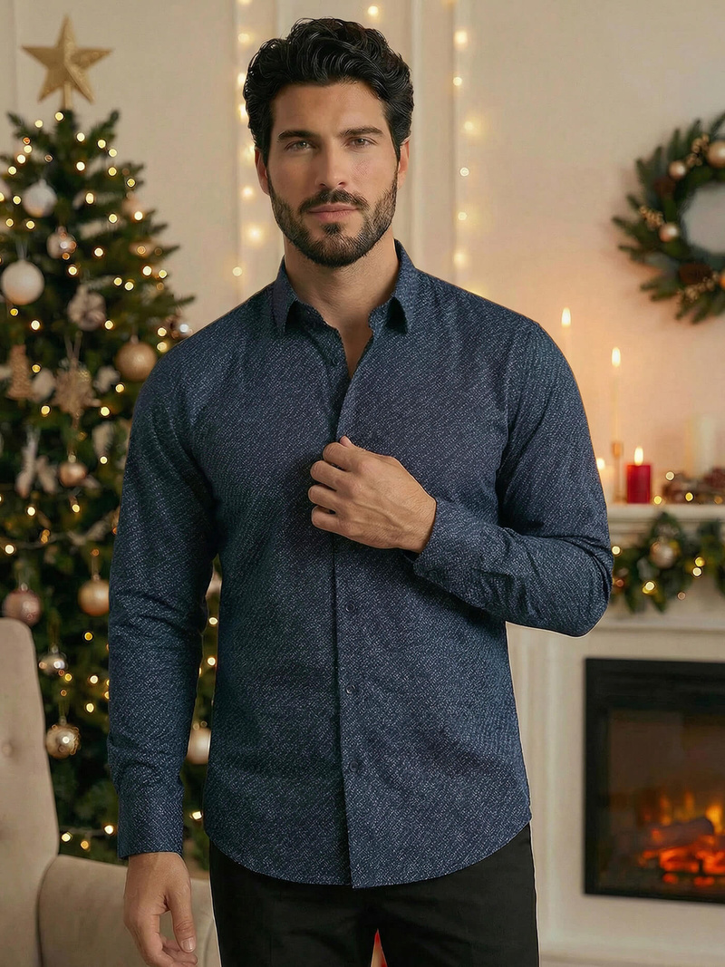 Vīriešu krekls tumši zila OZONEE V/V186Z