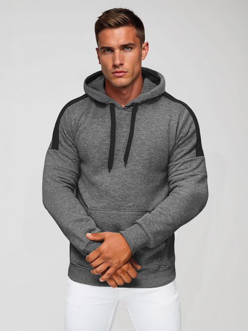 Vīriešu džemperis ar kapuci grafīta OZONEE JS/8B1318/5Z