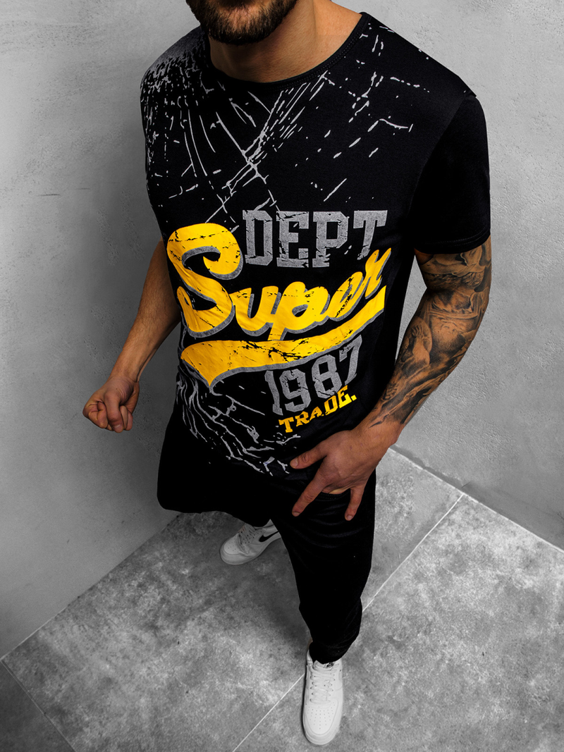 Vīriešu T-krekls melns OZONEE JS/KS1942Z