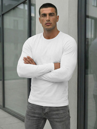 Vīriešu t-krekls ar garām piedurknēm balts OZONEE JS/DB71/2