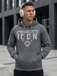 Vīriešu džemperis ar kapuci grafīta OZONEE JS/8B1737/5