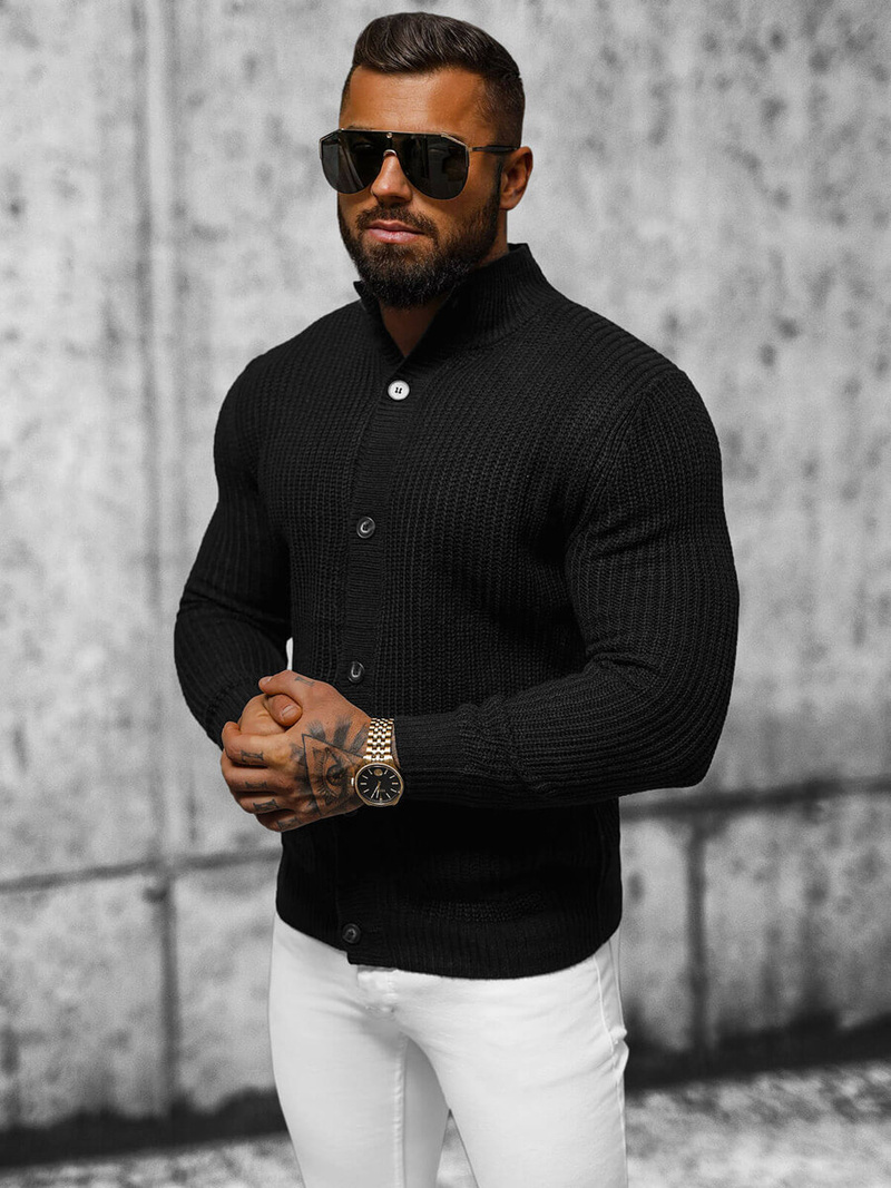 Vīriešu svīteris melns OZONEE NB/MM6020/4