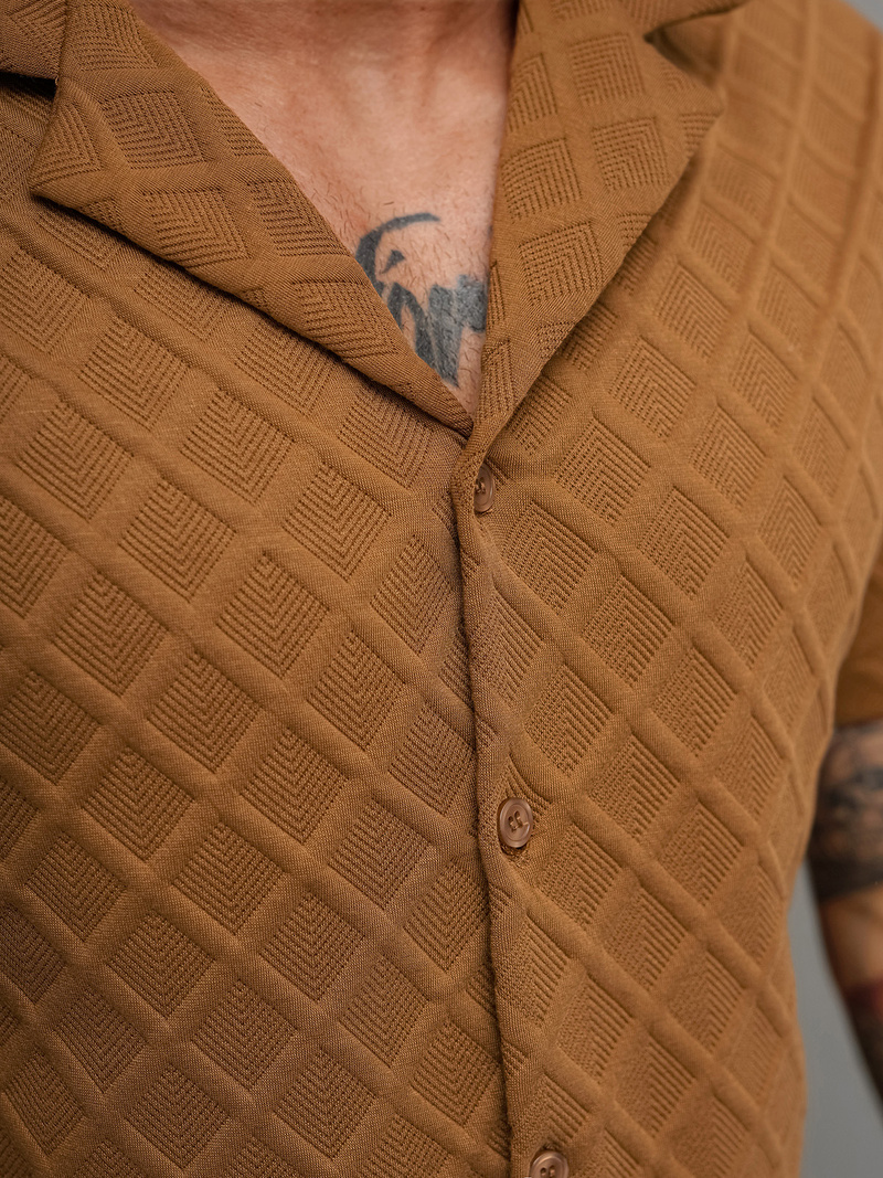 Vīriešu krekls ar īsām piedurknēm brūna OZONEE O/B2257