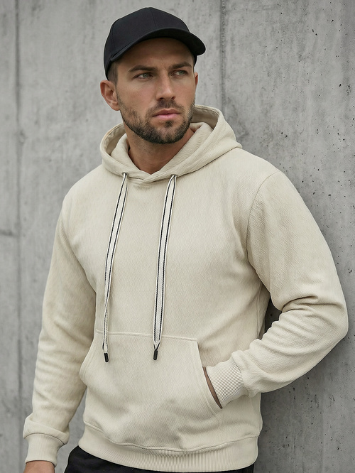 Vīriešu džemperis ar kapuci ecru OZONEE O/G3065