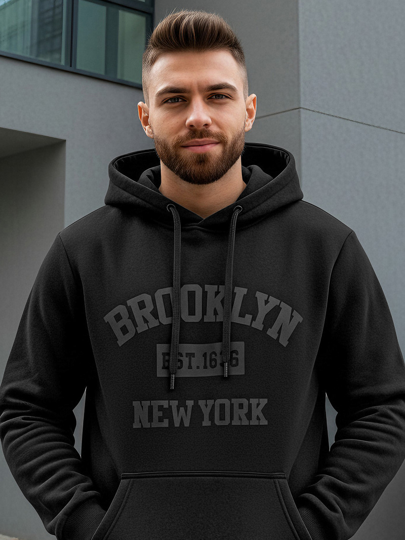 Vīriešu džemperis ar kapuci melna OZONEE JS/8B1969/3