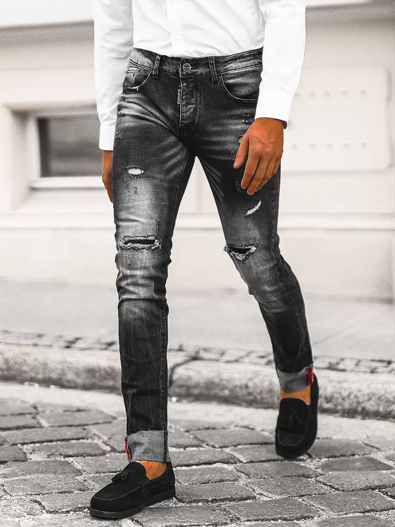 Vīriešu džinsi melni OZONEE NB/MP0126N