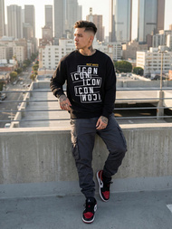 Vīriešu džemperis melns OZONEE JS/8B1763/3Z