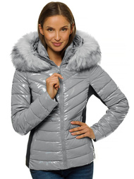 Sieviešu ziemas jaka pelēka OZONEE O/DK059/24